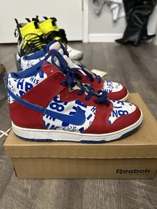Size 9.5 - Nike Dunk Ltd High Newspaper Pack Red White Blue - Picture 1 of 6