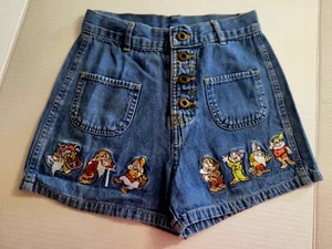 RARE Disney Classic Snow White Seven Dwarfs Embroidered Girls 8 Shorts Vintage - Picture 1 of 11