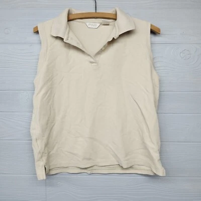 Camisa polo de golfe Ping Collection bege sem mangas feminina tamanho médio - Imagem 1 de 4