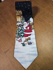 Santa Claus Christmas Tree Silk Tie by Zylos Gold George Machado - Picture 1 of 5
