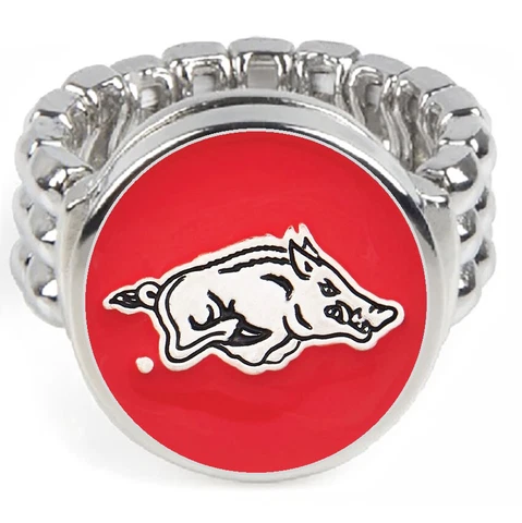 Arkansas Razorbacks Silver Mens Womens Football Ring Fits All Sizes w Gift Pk D2 Cover