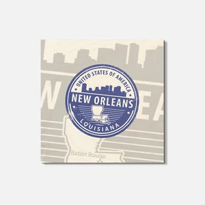 Sottobicchiere quadrato in legno New Orleans USA Grunge 4" x 4" - Foto 1 di 3