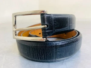 TULLIANI Brown Croc Stamp Calf Skin Size 36 Belt - Picture 1 of 9