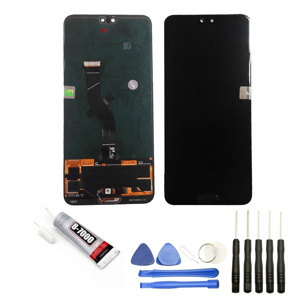 VITRE TACTILE+ ECRAN LCD POUR HUAWEI  P20 PRO 6.1" NOIR + OUTILS + COLLE - Photo 1/1