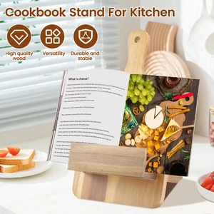 Cookbook Stand Wooden Recipe Book Holder Adjustable Cookbook Display Stand-· - Picture 1 of 12