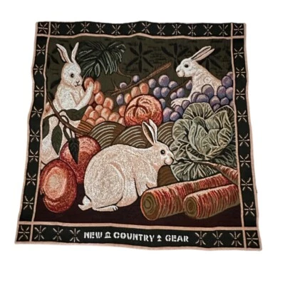 "Tapiz jacquard colgante de pared vintage francés europeo conejos 25""x26""" Foto 1 de 2