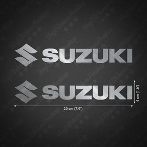2 stickers compatibles avec SUZUKI ARGENT brillant 20 cm moto custom autocollant - Foto 1 di 3