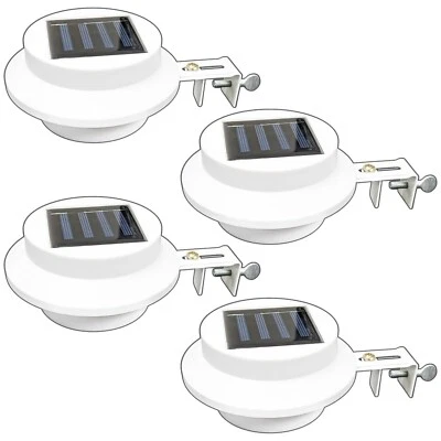 4 Pack Waterproof Solar Powered LED Outdoor Gutter Lights with Brackets - Image 1 of 4