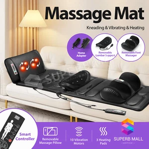 Massage Mat Heated Vibration Mattress Pad Foot Massager Lumbar Support Cushion - Picture 1 of 12