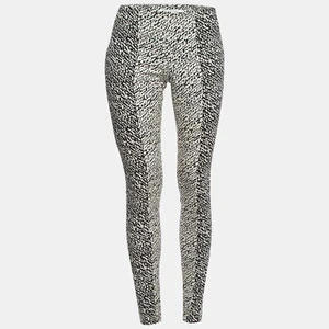 Diane Von Furstenberg Black/White Abstract Print Cotton Blend Skinny Pants S - Picture 1 of 6