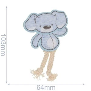 Aufbügler Aufnäher Verzierung Applikation - bestickt - Hund mit Kordelbeinen - Bild 1 von 1