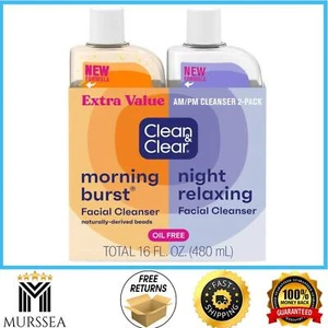 Clean and Clear Day and Night Acne Face Wash, daily use Oil-Free, 8 fl oz 2 Pack - Picture 1 of 10