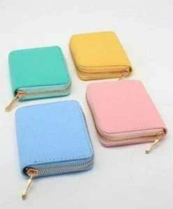 Women Ladies Fabric Plain colour Wallet Zip Purse Card Clutch 6 colours - Picture 1 of 10