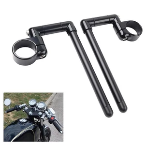 58MM Fork Tube Motorcycle Universal 7/8" Clip-On Handlebar For Cafe Racer Black - Picture 1 of 11