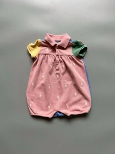 RALPH LAUREN Monogram Multicolor  Bodysuit Shorts for Girl Size 3 months - Picture 1 of 10