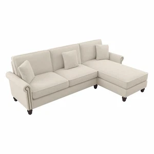 Coventry 102W Sectional Couch with Reversible Chaise Lounge in Cream Fabric - Picture 1 of 8