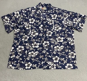 Hilo Hattie Hawaiihemd Herren 5XL blau weiß Blumen Aloha Knopfleiste Baumwolle - Bild 1 von 8
