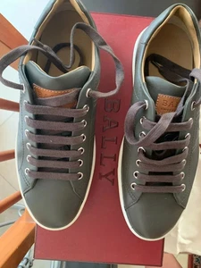 Authentic Bally Sneakers Orivel Size 7 w Shoe box & Drawstring Dust bag Olive - Picture 1 of 4