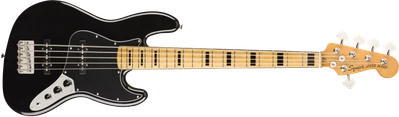 Fender Squier Classic Vibe '70s 5-String Electric Jazz Bass, Gloss Black Finish - Image 1 of 4
