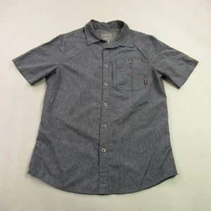 Merrell Shirt Mens Medium Short Sleeve Button Front Lightweight Optiwick Blue - Picture 1 of 10