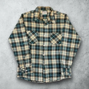 Vintage 60s Bellcraft Distressed Plaid Cotton Flannel Shirt Sanforized Medium - Bild 1 von 9