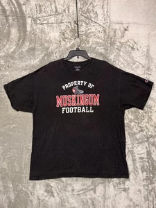Vintage Champion Muskingum Fußball T-Shirt 2XL Schwarz Kurzarm Tee Herren - Bild 1 von 6