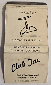 Streichholzheftchenhülle nur ISTZUSTAND Club Tac Crockett Kalifornien ca D30 - Bild 1 von 3