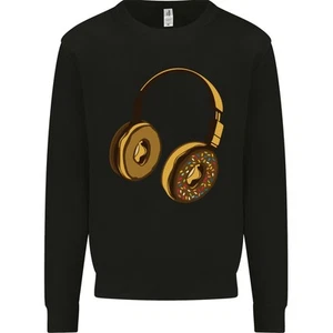 Donut Headphones Music DJ DJing Funny Kids Sweatshirt Jumper - Picture 1 of 35