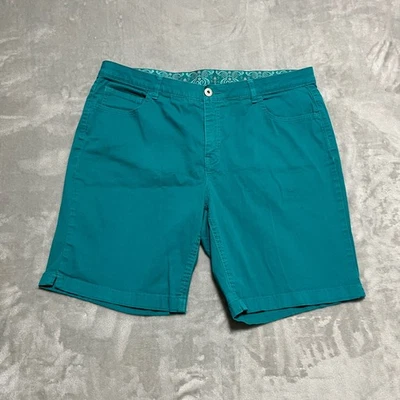 Bermudas para mujer Faded Glory verde azulado talla grande 18W mezcla de algodón informales Foto 1 de 4