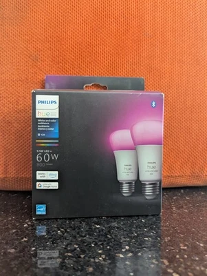 Philips Hue White and Color E26 9.5 60W LED Smart Bulb NEW 800 Lumens - 2 Pack - Image 1 of 4