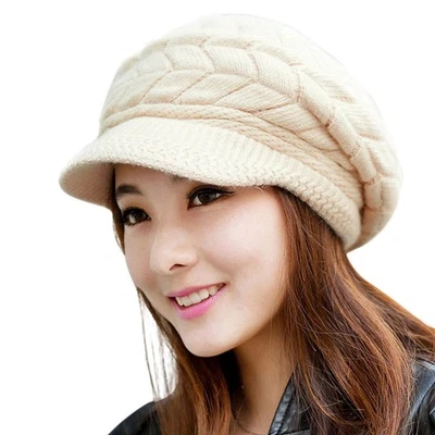 Womens Winter Beanie Hats Thick Warm Knitted Chunky Soft Slouchy Cap with Vis... - Image 1 of 4