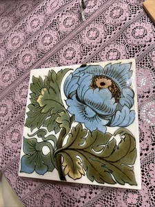 Ironbridge Porcelain Floral Trivet. Made in England Footed 6" Square Crazing - Picture 1 of 7