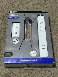4 ft. Multiple Outlet and Wall Mounted Surge Protector Set 2-Pack USB USB Type-C - Picture 1 of 3