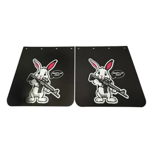 24"x24" Semi Truck Trailer Mud Flaps Pair 1/8" Polymer Bunny Cartoon Design - Bild 1 von 8