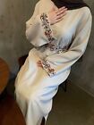 Elegant Women Muslim Kaftan Abaya Maxi Dress Dubai Robe Embroidery Evening Gown