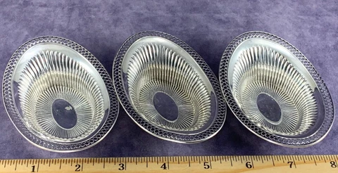 Set of 3 Reticulated or Pierced Nut Dishes - Webster 47g Cover