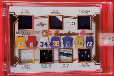 KOBE BRYANT JERSEY CARD #17/20 Shaquille O'Neal DR J BARKLEY GARNETT KARL MALONE - Image 1 of 2