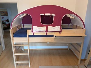 PAIDI FLEXIMO Spielbett (155cm/120cm) mit Zelt-Dach und Zubehör. Birke Massiv. - Bild 1 von 16