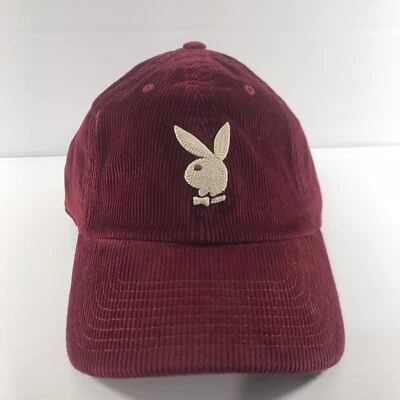 Playboy Cranberry Red Bunny Logo Corduroy Adjustable Strapback Dad Hat Cap 2023 - Image 1 of 4