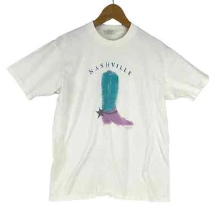 VTG Nashville Cowboy Western Boot T-Shirt LARGE 1980s - Picture 1 of 7