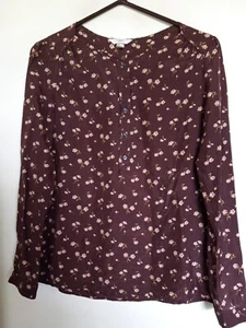 Camisa Lands' End de Lona Marrón Flora Seda Talla 2 - Imagen 1 de 4