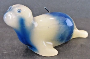 Blue & White Seal Candle Lifelike Animal Shaped Wax Decorative Adorable 7" Long - Picture 1 of 9