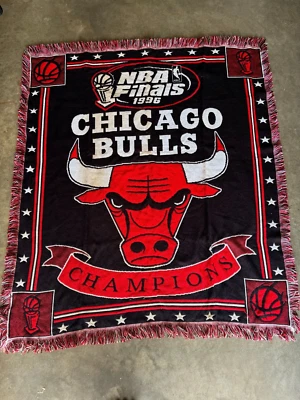Campeones de la NBA Chicago Bulls 1996 manta tiro NorthWest Co. Hecho en Estados Unidos Foto 1 de 4