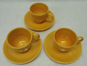 3 Vintage Fiesta Fiestaware Yellow Tea Cup Mug Saucer Plate Fiesta Ring Handle - Picture 1 of 4