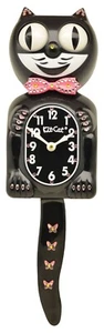 Kit-Cat Klock Pink Bow /Butterfly Tail Pink /Yellow Crystals Jeweled Clock - Picture 1 of 1