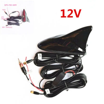 12V Car Roof Shark Fin Mount Aerials WIFI＋Receiver Stereo FM/AM Radio Amplifier - Image 1 of 4
