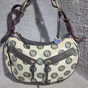 DOONEY & BOURKE Beige Black Circle Hobo Purse Shoulder Handbag Medium Size - Picture 1 of 12
