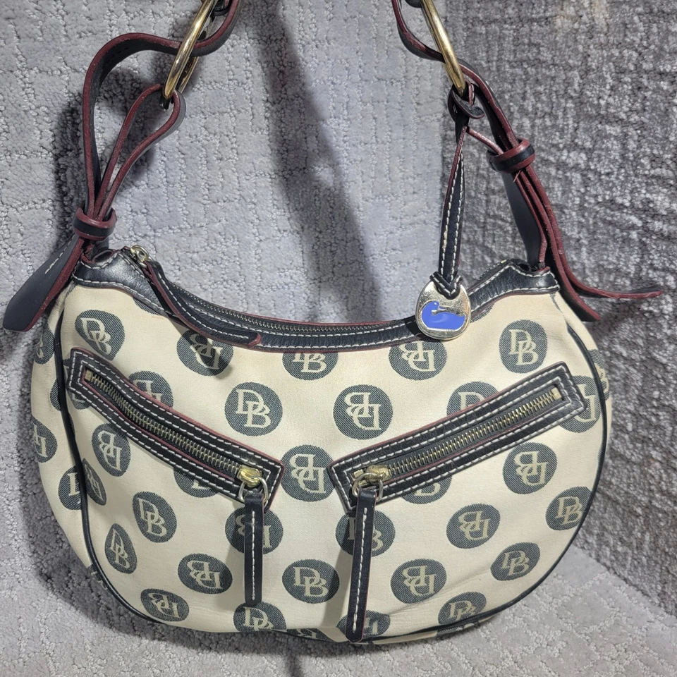 DOONEY & BOURKE Beige Black Circle Hobo Purse Shoulder Handbag Medium Size - Image 1 of 4