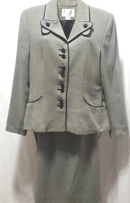 Traje Valerie Stevens para mujer 8 gris pata de gallo 2 piezas falda de carrera inspiración retro Foto 1 de 4