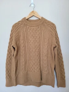 J. Crew CableKnit Womens Fisherman Sweater Sz S Classic Pullover Brown New NWT - Picture 1 of 14